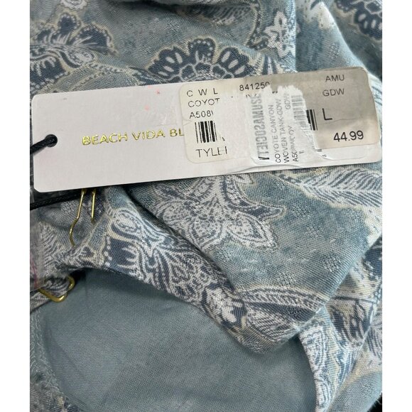 AMUSE SOCIETY Crop Cami Tank Sz L Spaghetti Strap Floral Paisley Button Crop Top - Picture 8 of 8